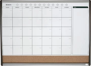 Een Nobo combibord, kurk en magnetische whiteboard maandplanner, ft 58,5 x 43 cm koop je bij best4office