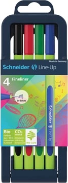 Een Schneider fineliner Line-Up, etui van 4 stuks in geassorteerde kleuren koop je bij Muys Kantoor & Kado