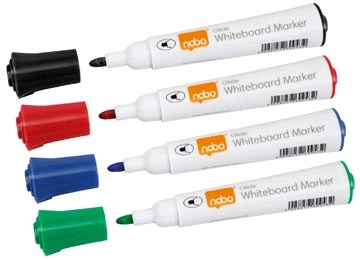 Een Nobo Glide whiteboardmarker, ronde punt, pak van 10 stuks, geassorteerde kleuren koop je bij best4office