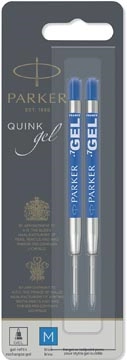 Een Parker Quink Gel vulling voor balpen medium, blauw, blister met 2 stuks koop je bij Muys Kantoor & Kado