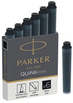 Een Parker Quink Mini inktpatronen zwart, doos met 6 stuks koop je bij best4office