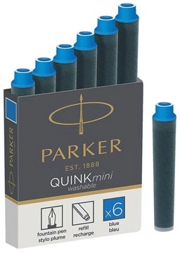 Een Parker Quink Mini inktpatronen blauw, doos met 6 stuks koop je bij best4office