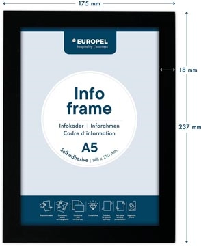 Een Europel zelfklevend kader ft A5, zwart, pak van 2 stuks koop je bij best4office