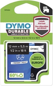 Een Dymo duurzame D1 tape 12 mm x 5 m, zwart op wit koop je bij best4office