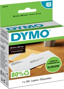 Een Dymo duurzame etiketten LabelWriter ft 28 x 89 mm, 130 etiketten koop je bij best4office