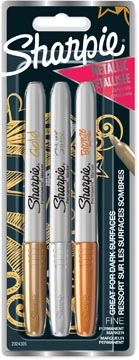 Een Sharpie permanente marker metallic, blister van 3 stuks koop je bij Muys Kantoor & Kado