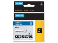 Een Dymo RHINO vinyltape 12 mm, wit op blauw koop je bij best4office