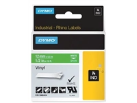 Een Dymo RHINO vinyltape 12 mm, wit op groen koop je bij best4office