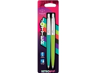 Een Parker Jotter Originals balpen 80'S Retro Wave, blister van 2 stuks (groen en blauw) koop je bij best4office