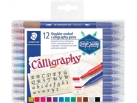 Een Staedtler kalligrafiepen Calligraph duo, doos van 12 stuks in geassorteerde kleuren koop je bij best4office