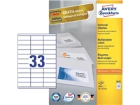 Een Avery Zweckform 3421, Universele etiketten, Ultragrip, wit, 100 vel, 33 per vel, 70 x 25,4 mm koop je bij best4office