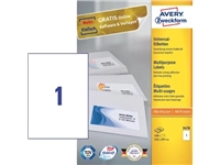 Een Avery Zweckform 3478, Universele etiketten, Ultragrip, wit, 100 vellen, 1 per vel, 210 x 297 mm koop je bij best4office