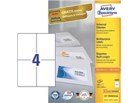 Een Avery Zweckform 3483, Universele etiketten, Ultragrip, wit, 100 vel, 4 per vel, 105 x 148 mm koop je bij best4office