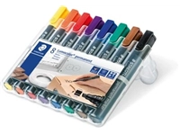 Een Staedtler Lumocolor 350, permanent marker, schuine punt, 2 - 5 mm, etui van 8 stuks in geassorteerde kleu koop je bij Muys Kantoor & Kado