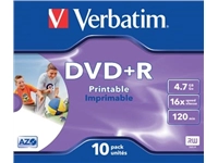 Een Verbatim DVD recordable DVD+R, printbaar, doos van 10 stuks, individueel verpakt (Jewel Case) koop je bij best4office