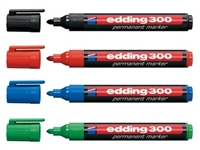 Een edding permanent marker 300, blister met 4 stuks in geassorteerde kleuren koop je bij Muys Kantoor & Kado