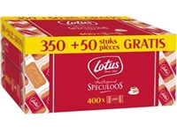 Een Lotus Biscoff speculoos, doos van 350+50 individueel verpakte stuks koop je bij Muys Kantoor & Kado