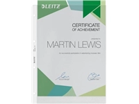 Een Leitz geperforeerde showtas Premium, ft A4, PVC, copy safe, transparant, pak van 100 stuks koop je bij Muys Kantoor & Kado