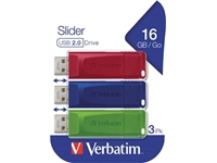 Een Verbatim USB 2.0 Slider USB stick, 16 GB, pak van 3 stuks koop je bij best4office