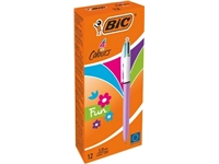 Een Bic Colours Fun 4-kleurenbalpen, medium, pastel inktkleuren, lichaam pastelroze koop je bij Muys Kantoor & Kado