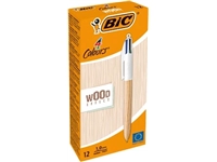 Een Bic Colours Wood Style, 4-kleurenbalpen, medium, klassieke inktkleuren koop je bij Muys Kantoor & Kado