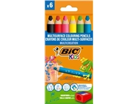 Een Bic Kids kleurpotlood Multisurface, assorti, etui van 6 stuks + slijper koop je bij Muys Kantoor & Kado