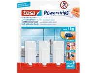 Een Tesa zelfklevende haken Powerstrips, draagkracht 1 kg, wit, blister van 4 strips en 3 haken koop je bij Muys Kantoor & Kado