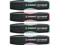 Een STABILO GREENBOSS PASTEL markeerstift, blister van 4 stuks in geassorteerde kleuren koop je bij Muys Kantoor & Kado