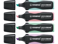 Een STABILO GREENBOSS PASTEL markeerstift, blister van 4 stuks in geassorteerde kleuren koop je bij Muys Kantoor & Kado