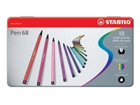 Een STABILO Pen 68 viltstift, metalen doos van 10 stiften in geassorteerde kleuren koop je bij best4office