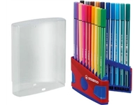 Een STABILO Pen 68 brush, ColorParade, rood-blauwe doos, 20 stuks in geassorteerde kleuren koop je bij best4office