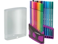 Een STABILO Pen 68 brush, ColorParade, lila-grijze doos, 20 stuks in geassorteerde kleuren koop je bij best4office