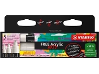 Een STABILO free acrylmarker, verschillende formaten, wit, pak van 3 stuks koop je bij Muys Kantoor & Kado