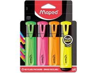 Een Maped markeerstift Fluo'Peps Classic etui van 4 stuks: geel, oranje, roze en groen koop je bij best4office