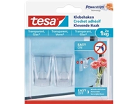 Een Tesa Klevende haak voor Transparant en Glas, draagvermogen 1 kg, blister van 2 stuks koop je bij Muys Kantoor & Kado