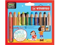 Een STABILO woody 3in1 kleurpotlood, etui van 10 stuks in geassorteerde kleuren koop je bij best4office