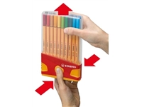 Een STABILO point 88 fineliner, Colorparade, rood-oranje doos, 20 stuks in geassorteerde kleuren koop je bij Muys Kantoor & Kado