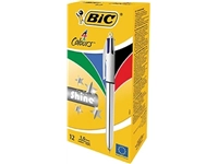 Een Bic Colours Shine 4-kleurenbalpen, medium, klassieke inktkleuren, lichaam zilver koop je bij Muys Kantoor & Kado