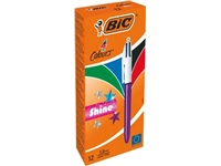 Een Bic Colours Shine 4-kleurenbalpen, medium, klassieke inktkleuren, lichaam metallic paars koop je bij best4office