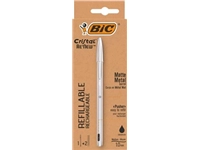 Een Bic balpen Cristal Re-new, zilveren lichaam, zwarte inkt, doos met 1 stuk en 2 navullingen koop je bij Muys Kantoor & Kado