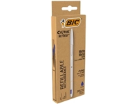 Een Bic balpen Cristal Re-new, zilveren lichaam, blauwe inkt, doos met 1 stuk en 2 navullingen koop je bij Muys Kantoor & Kado