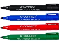 Een Q-CONNECT permanente marker, 2-3 mm, ronde punt, geassorteerde kleuren, etui van 4 stuks koop je bij Muys Kantoor & Kado