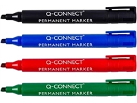 Een Q-CONNECT permanente marker, 2-5 mm, schuine punt, geassorteerde kleuren, etui van 4 stuks koop je bij Muys Kantoor & Kado