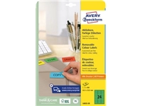 Een Avery afneembare gekleurde etiketten ft 63,5 x 33,9 mm (b x h), 480 stuks, 24 per blad, groen koop je bij best4office