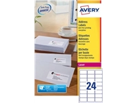 Een Avery L7159, Adresetiketten, Laser, Ultragrip, wit, 250 vellen, 24 per vel, 63,5 x 33,9 mm koop je bij best4office