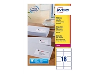 Een Avery L7162, Adresetiketten, Laser, Ultragrip, wit, 100 vellen, 16 per vel, 99,1 x 33,9 mm koop je bij best4office