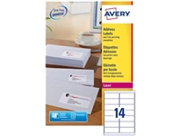 Een Avery L7163, Adresetiketten, Laser, Ultragrip, wit, 100 vellen, 14 per vel, 99,1 x 38,1 mm koop je bij Muys Kantoor & Kado