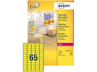 Een Avery afneembare neon etiketten ft 38,1 x 21,2 mm (b x h), doos van 100 blad, 6500 stuks, neongeel koop je bij best4office