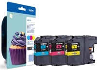 Een Brother inktcartridge, 600 pagina's, OEM LC-123RBWBP, 3 kleuren koop je bij Muys Kantoor & Kado