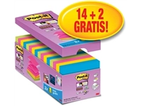 Een Post-it Super Sticky Z-notes, 90 vel, ft 76 x 76 mm, doos van 14 + 2 gratis, geassorteerde kleuren koop je bij Muys Kantoor & Kado